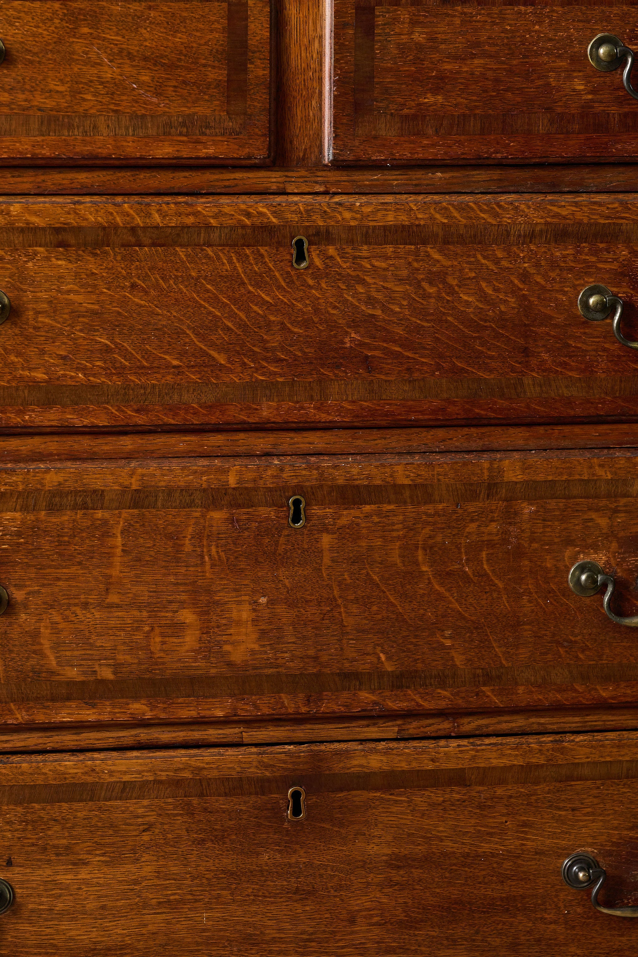 19th Century Oak And Mahogany Crossbanded Two Over Three Chest Of Drawers