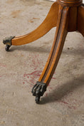 Load image into Gallery viewer, English Regency Style Drum Side Table with Green Leather Top + 3 Drawers (c. 1940)
