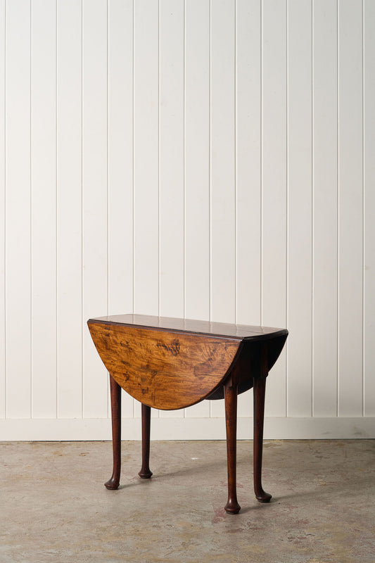 19th Century English Mahogany Drop Leaf Table with Padded Feet