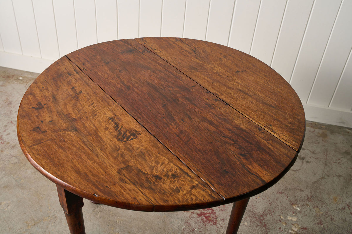 19th Century English Mahogany Drop Leaf Table with Padded Feet