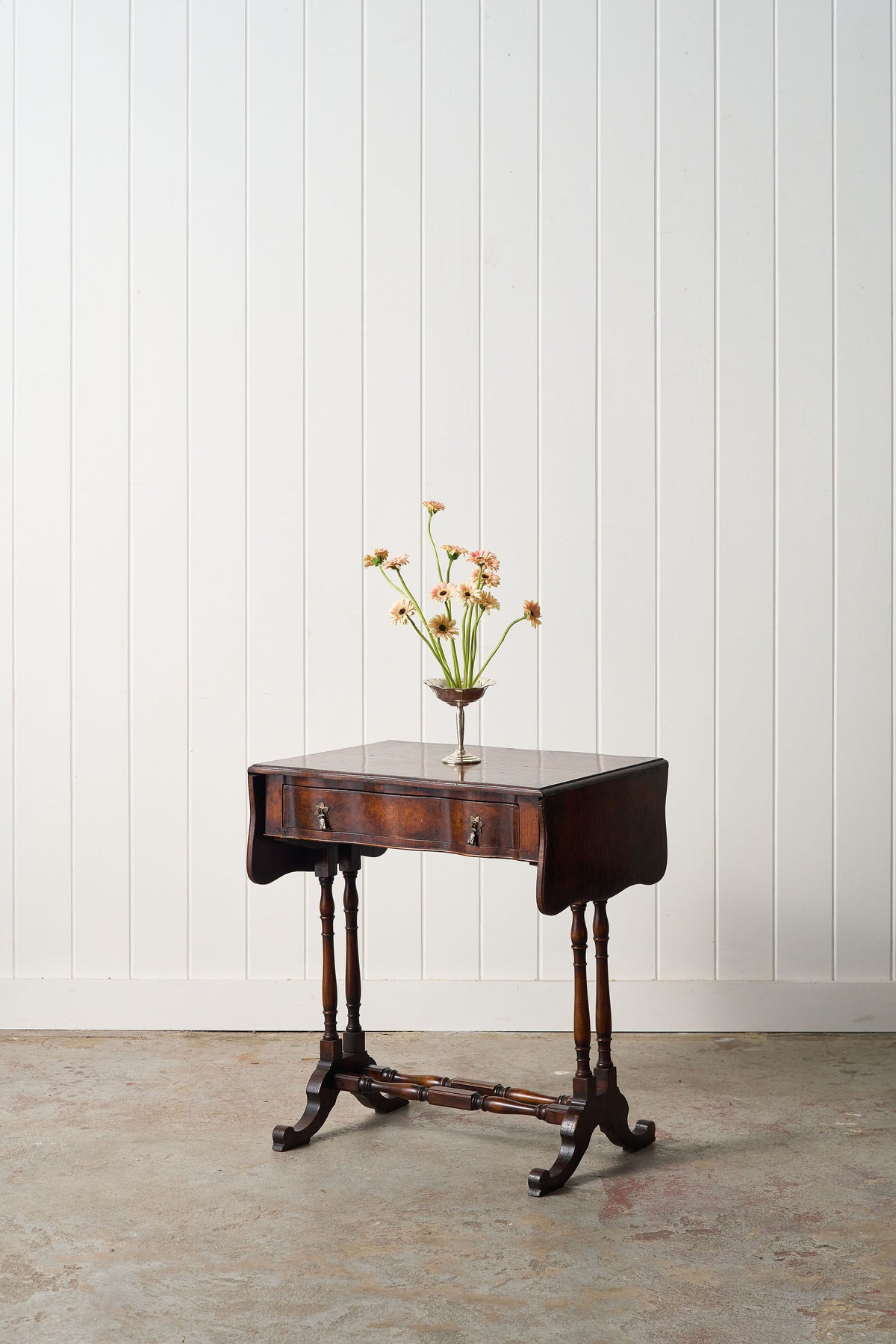 19th Century English Petite Drop Leaf Table with Drawer