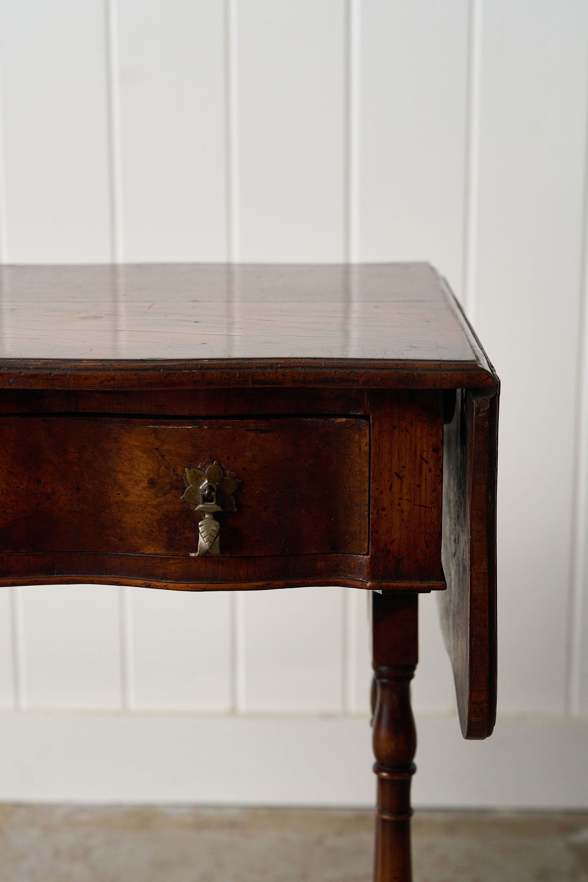 19th Century English Petite Drop Leaf Table with Drawer