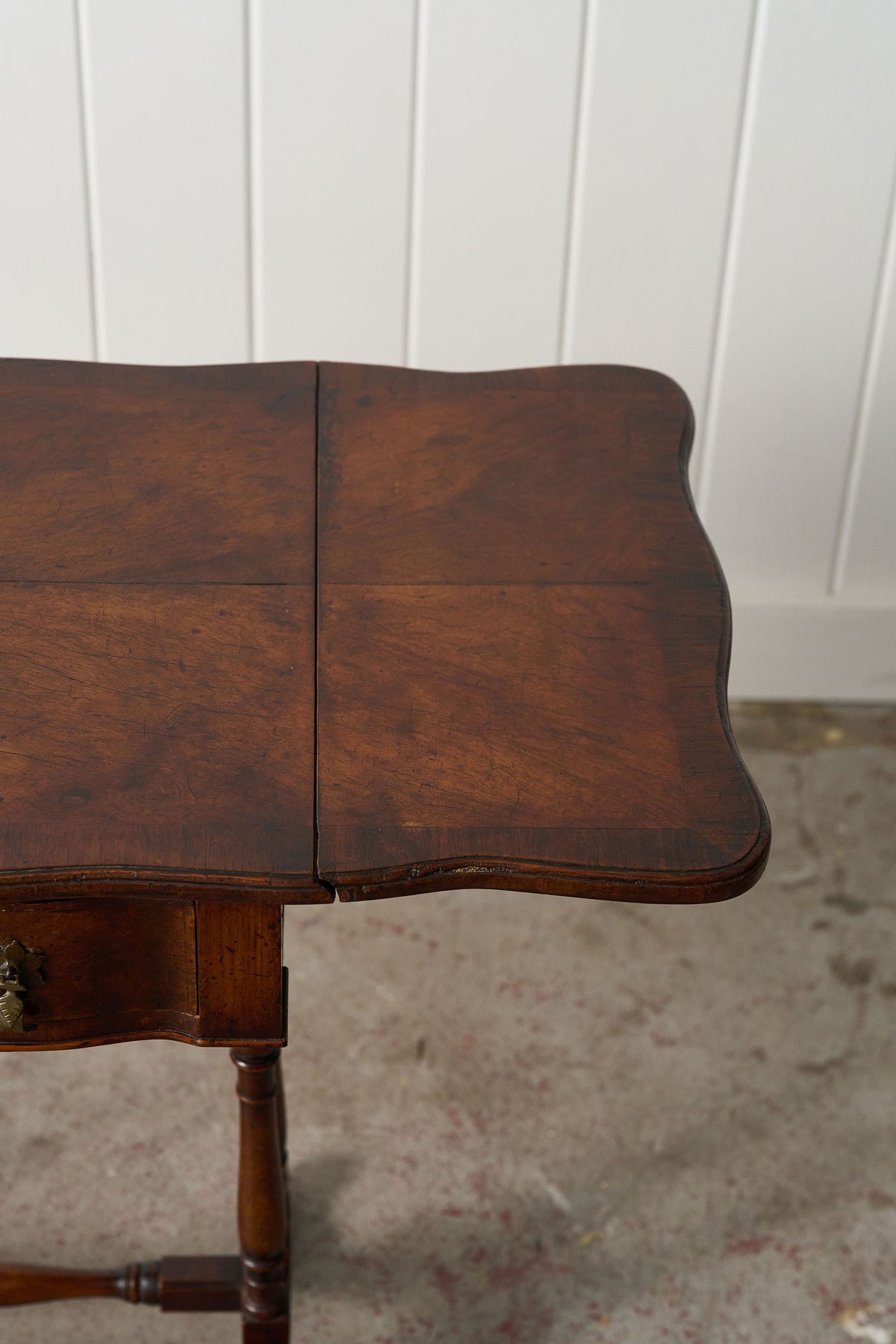 19th Century English Petite Drop Leaf Table with Drawer