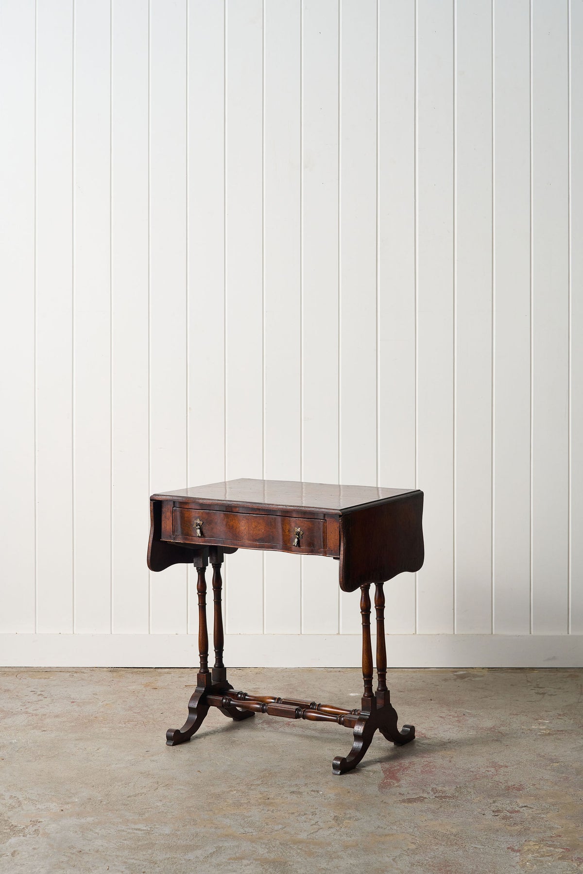 19th Century English Petite Drop Leaf Table with Drawer