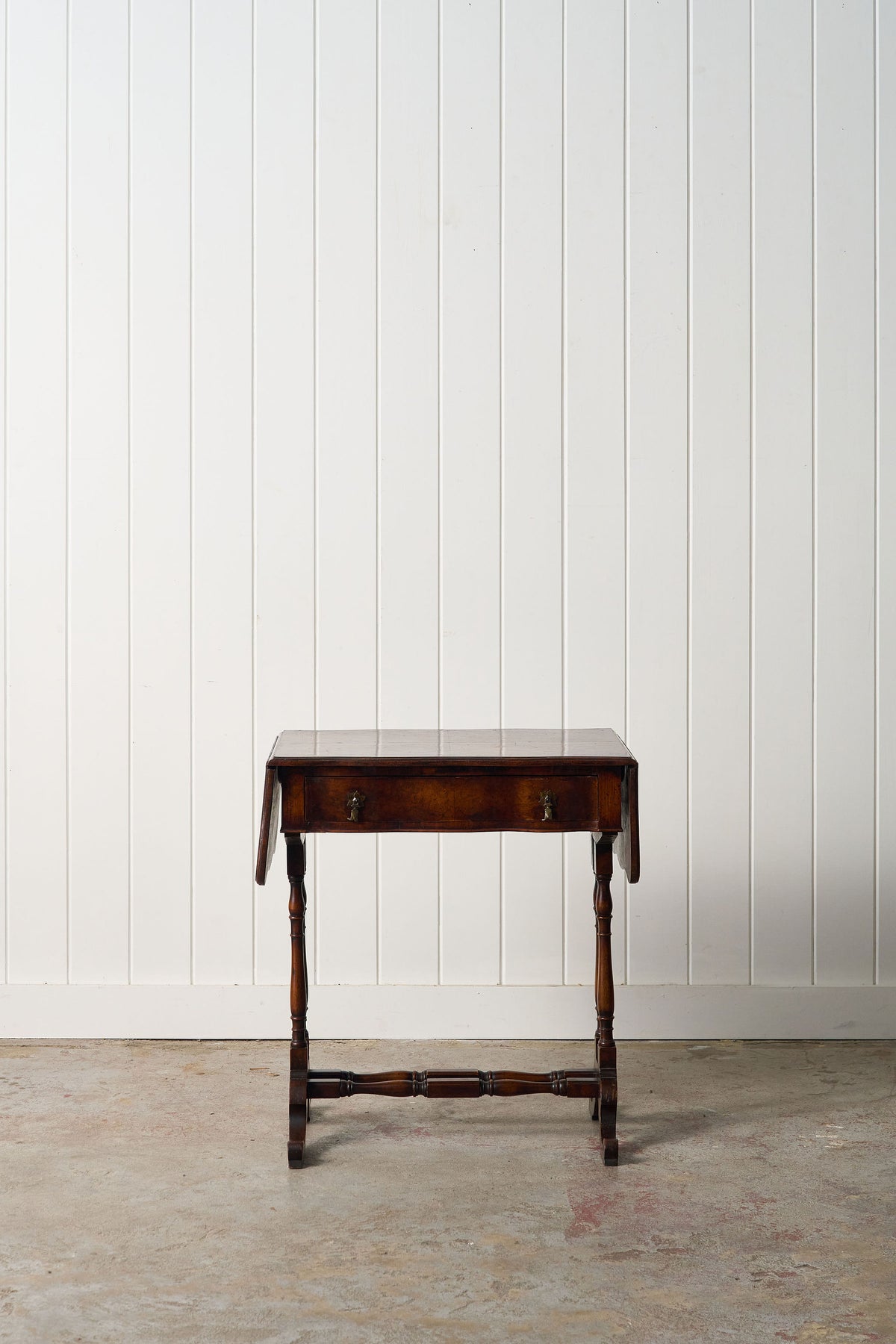 19th Century English Petite Drop Leaf Table with Drawer