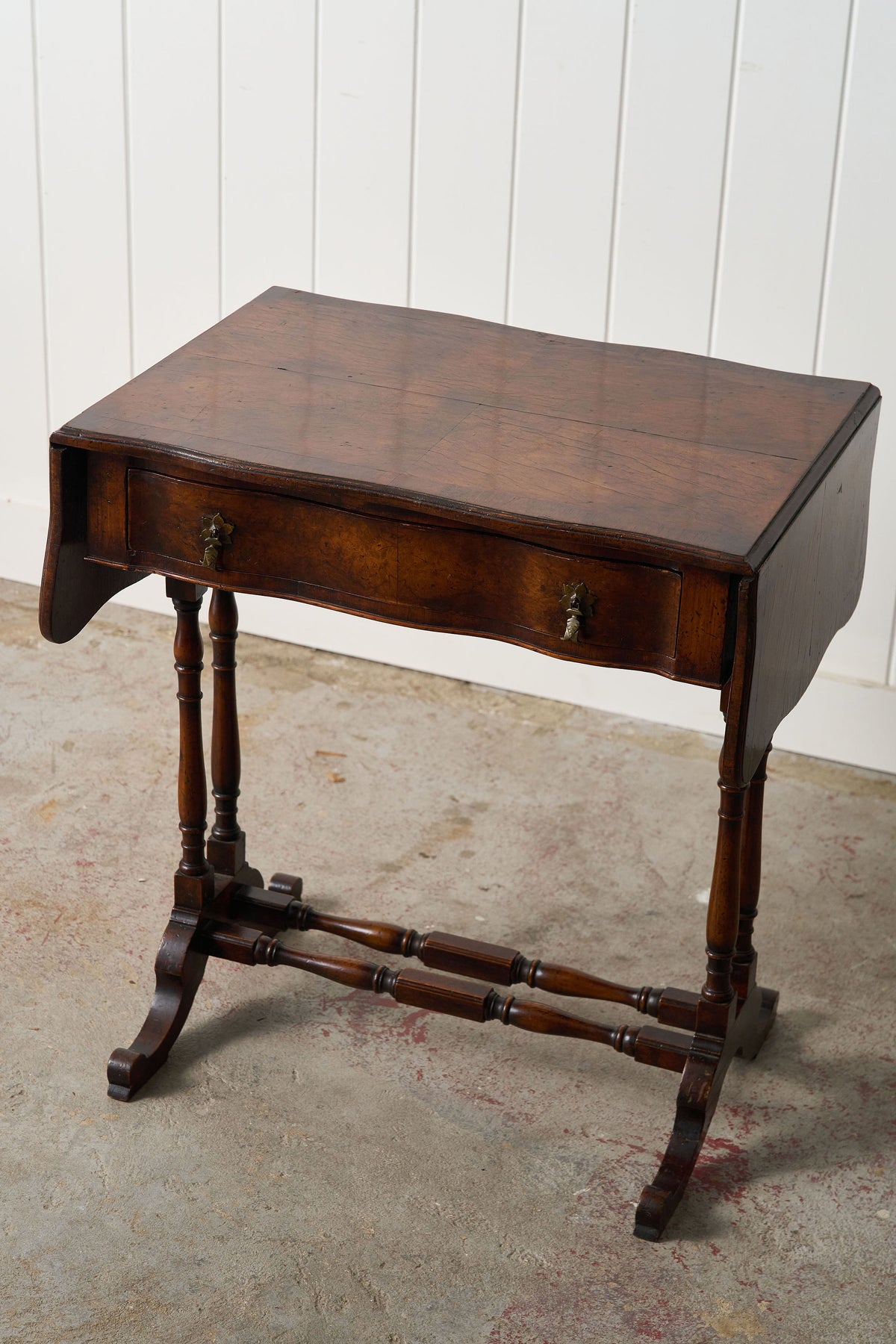 19th Century English Petite Drop Leaf Table with Drawer
