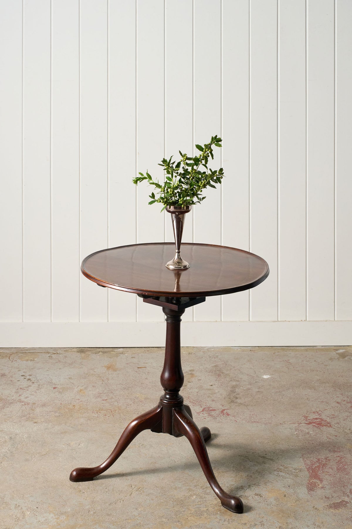 19th Century English Birdcage Lamp Table with Inlaid Edge