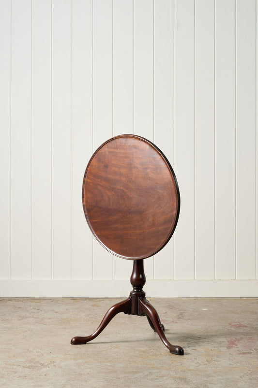 19th Century English Birdcage Lamp Table with Inlaid Edge