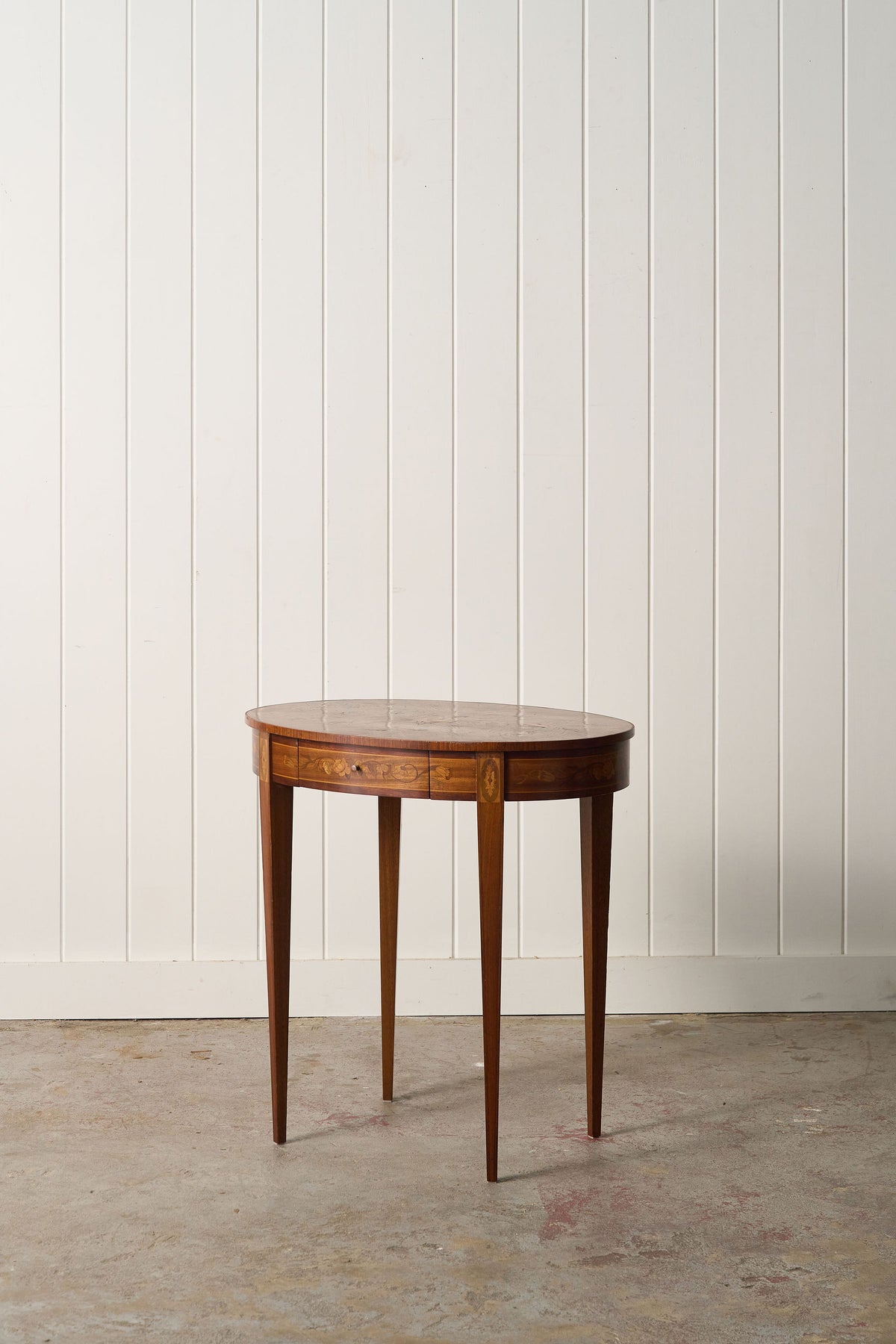 19th Century Marquetry Inlaid Oval Side Table