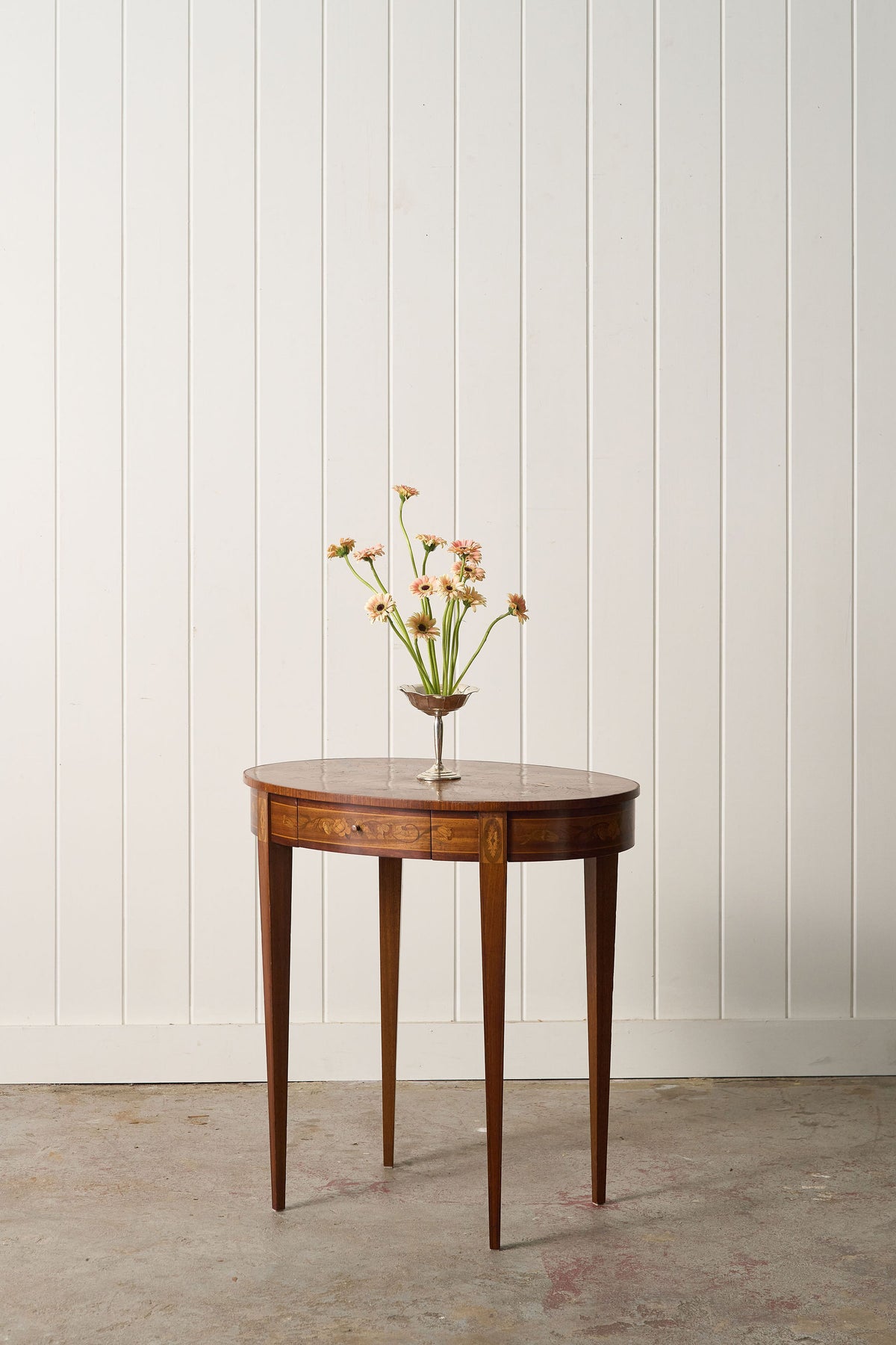 19th Century Marquetry Inlaid Oval Side Table