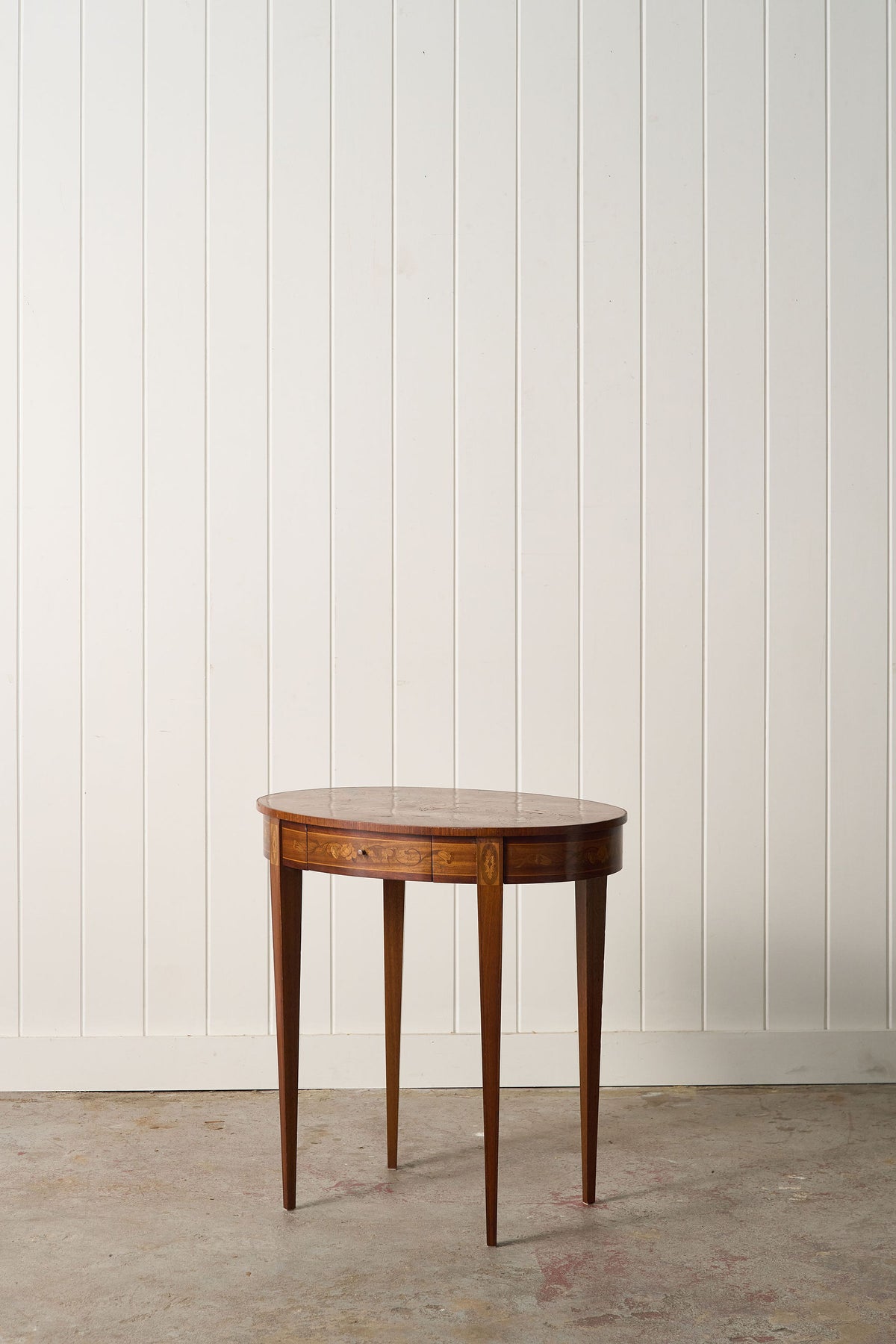 19th Century Marquetry Inlaid Oval Side Table