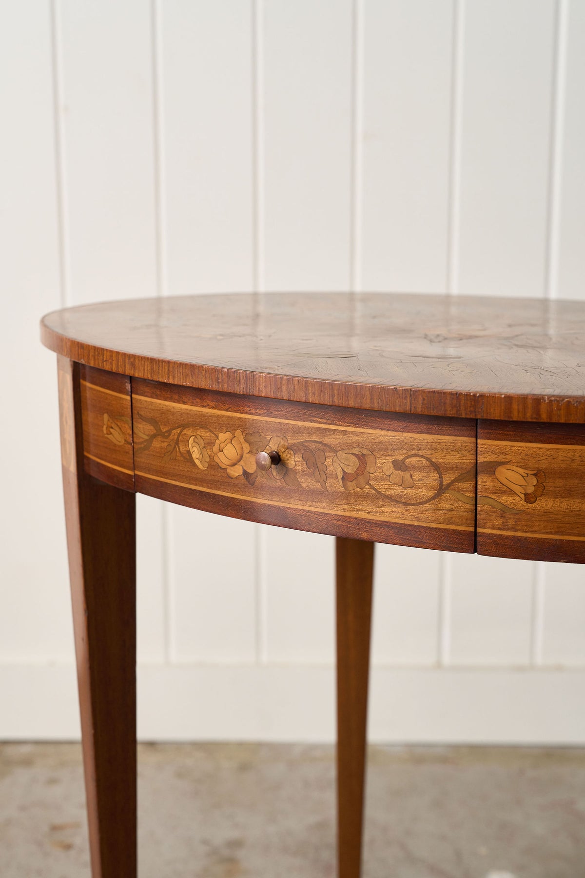 19th Century Marquetry Inlaid Oval Side Table