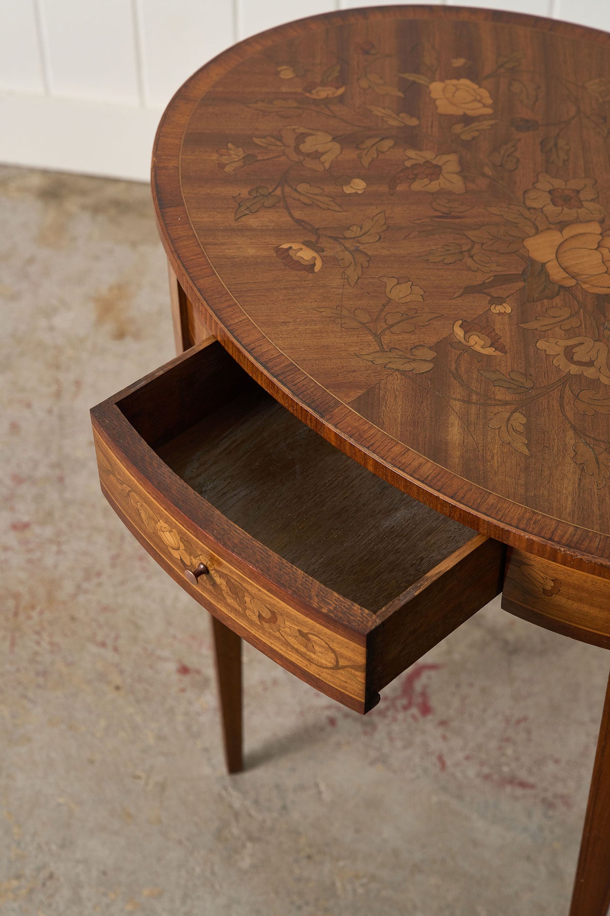 19th Century Marquetry Inlaid Oval Side Table