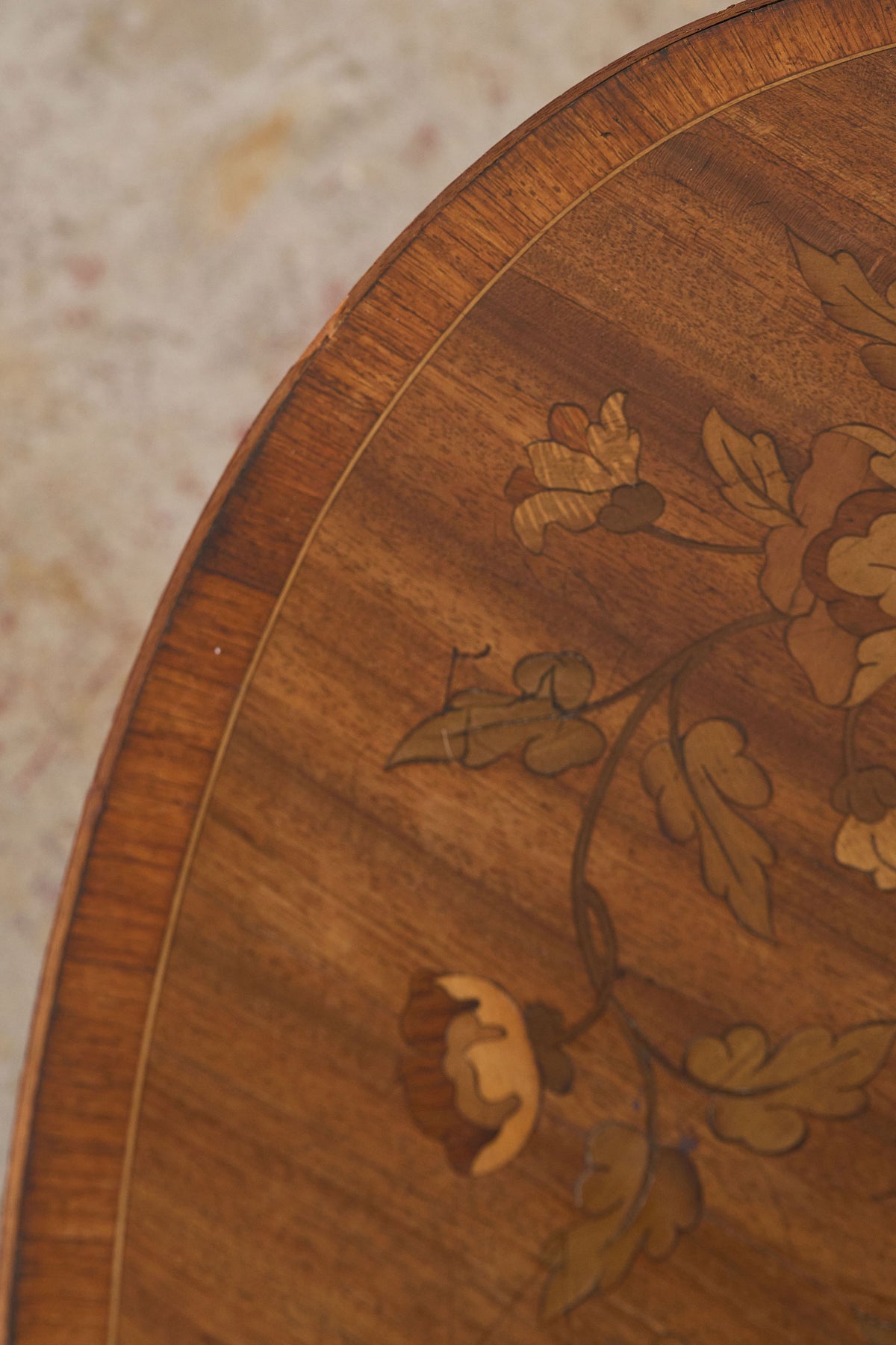 19th Century Marquetry Inlaid Oval Side Table
