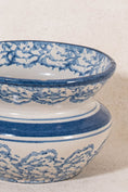 Load image into Gallery viewer, Antique Blue Spongeware Wide Mouth Vase
