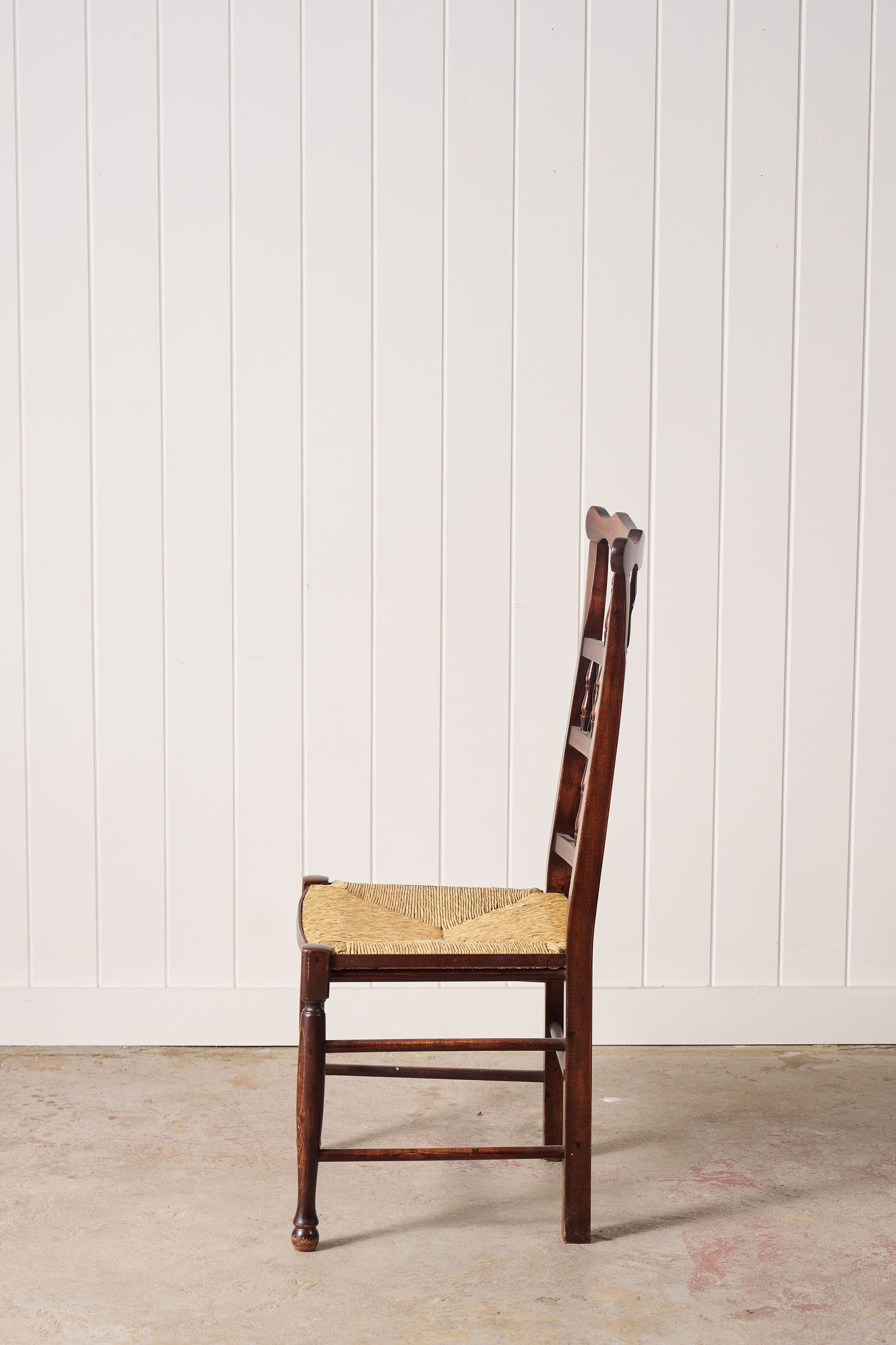 Set Of 8 Vintage Lancaster Spindle Rush Chairs