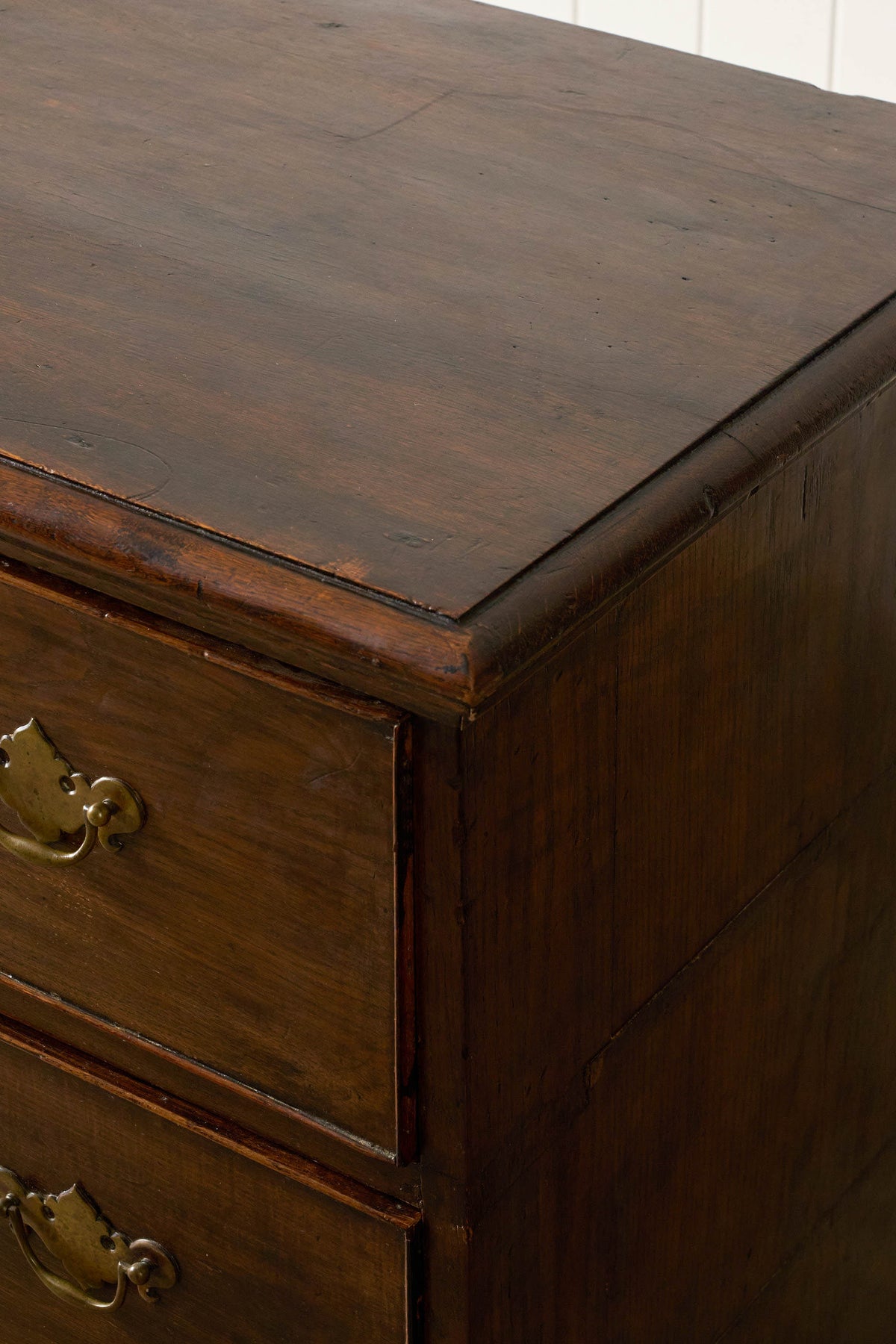 18th Century 3-Drawer Oak Chest On Bun Feet