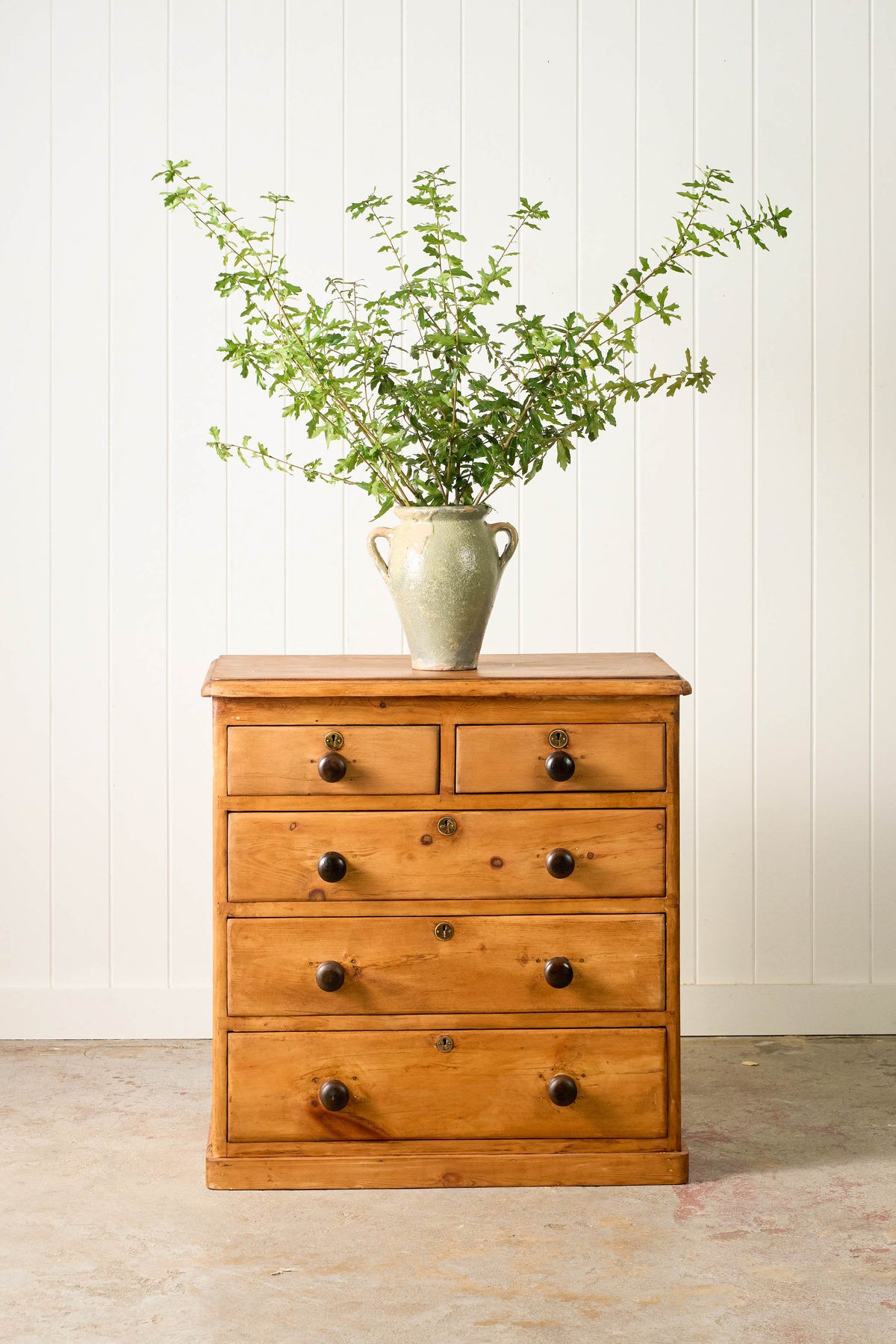 19th Century English Victorian Pine 2-Over-3 Chest (c. 1900)