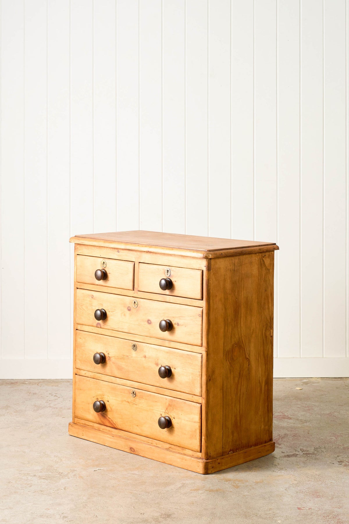 19th Century English Victorian Pine 2-Over-3 Chest (c. 1900)