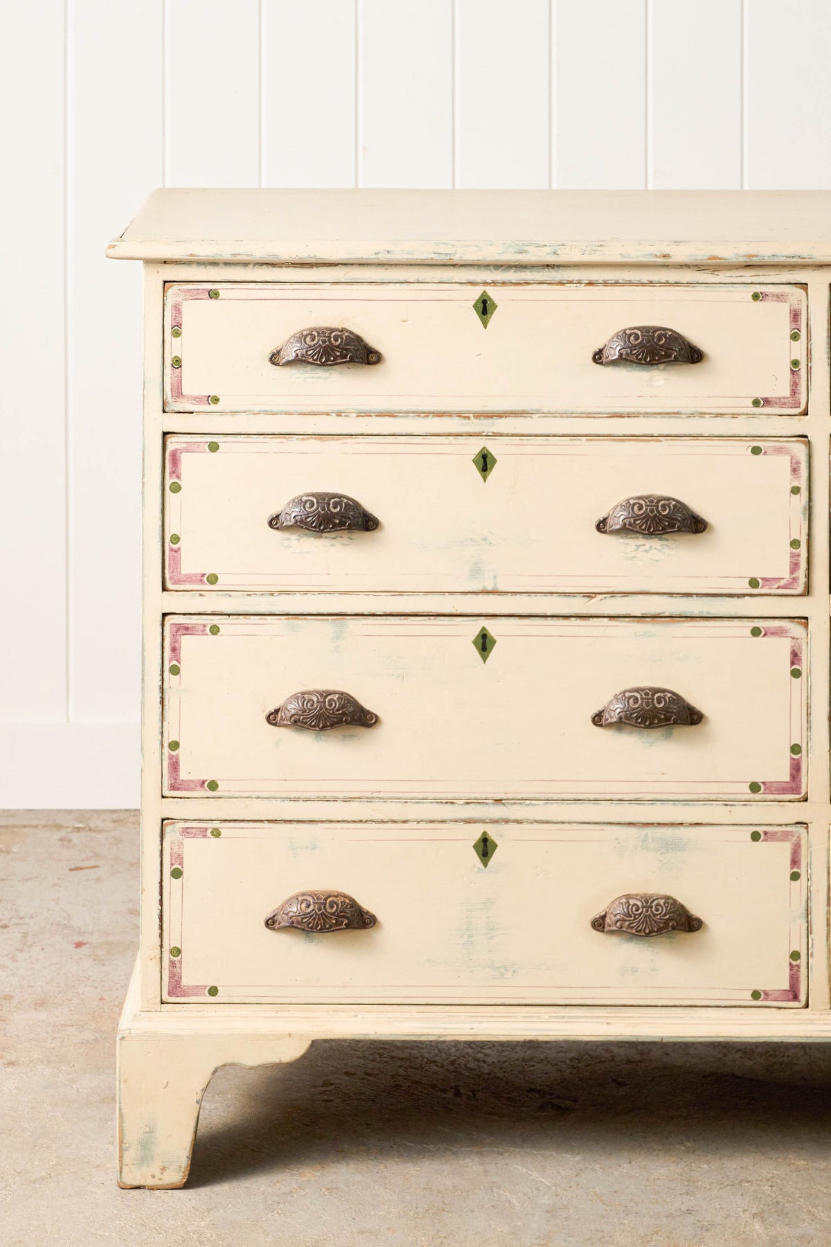 English Painted Pine 8-Drawer Bank of Drawer (c. 1930)