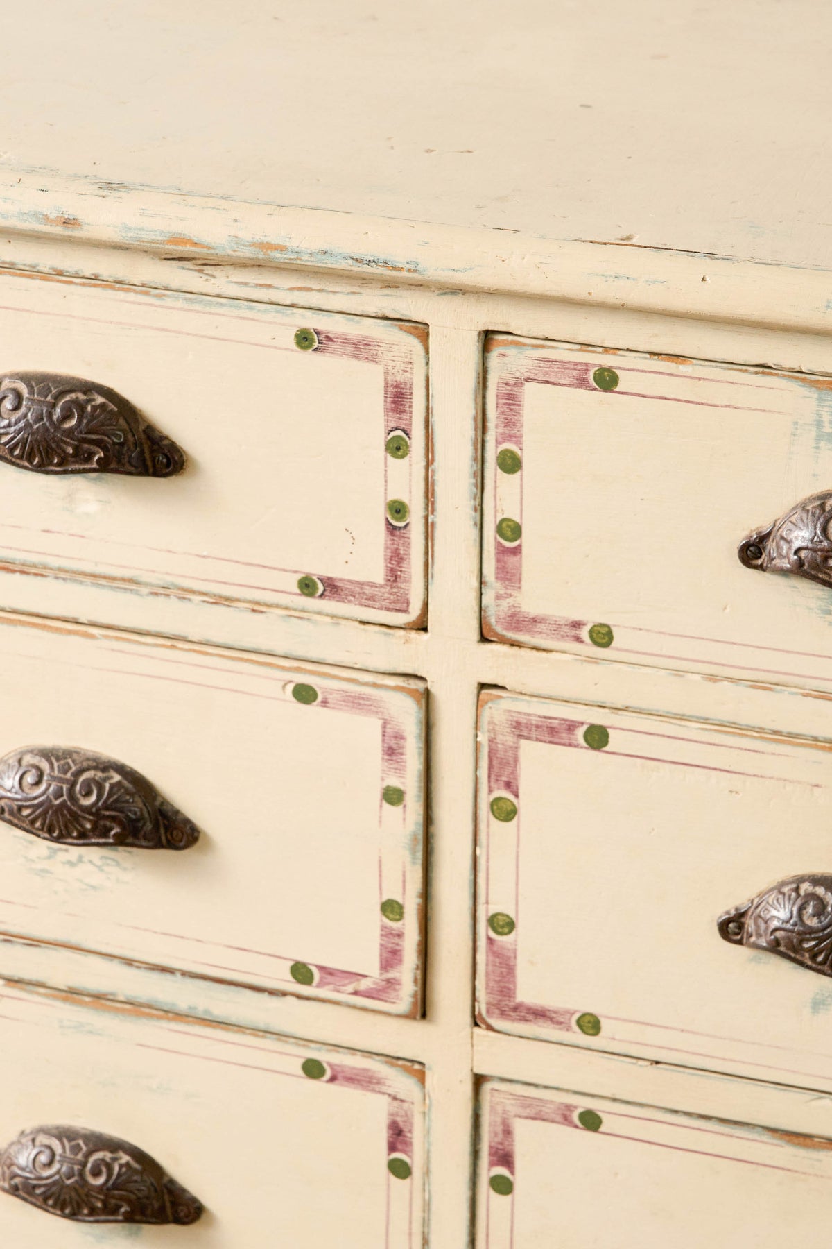 English Painted Pine 8-Drawer Bank of Drawer (c. 1930)
