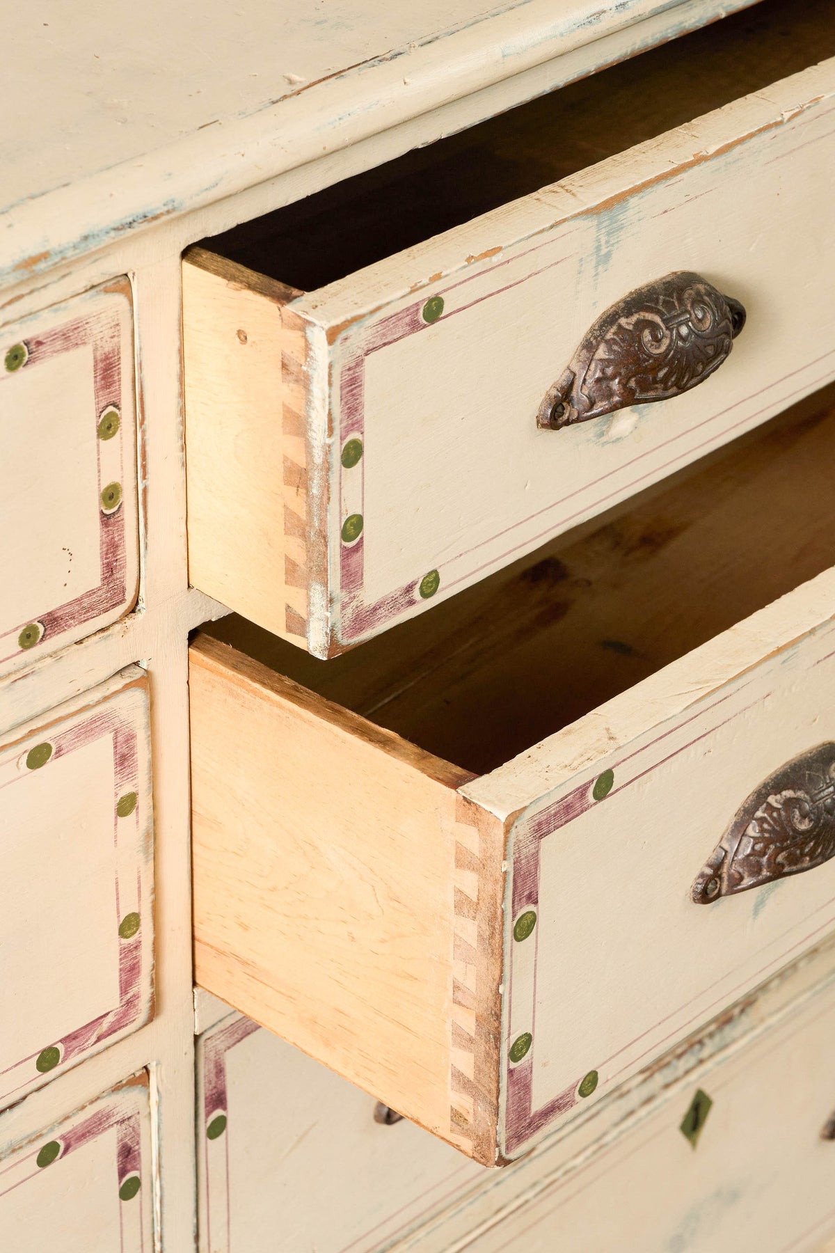 English Painted Pine 8-Drawer Bank of Drawer (c. 1930)