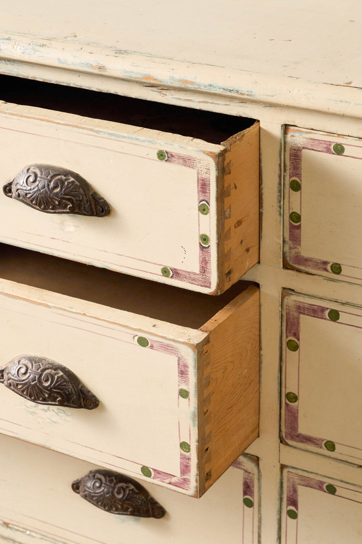 English Painted Pine 8-Drawer Bank of Drawer (c. 1930)