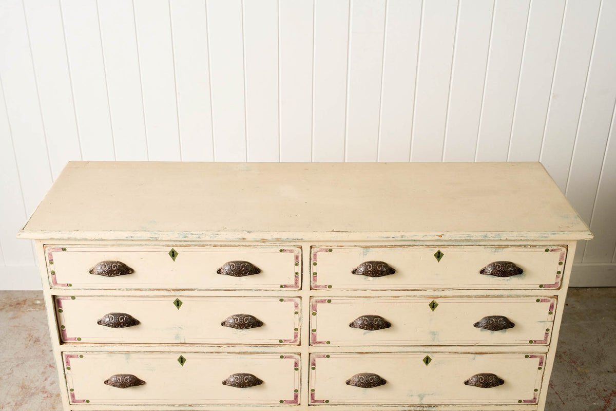 English Painted Pine 8-Drawer Bank of Drawer (c. 1930)