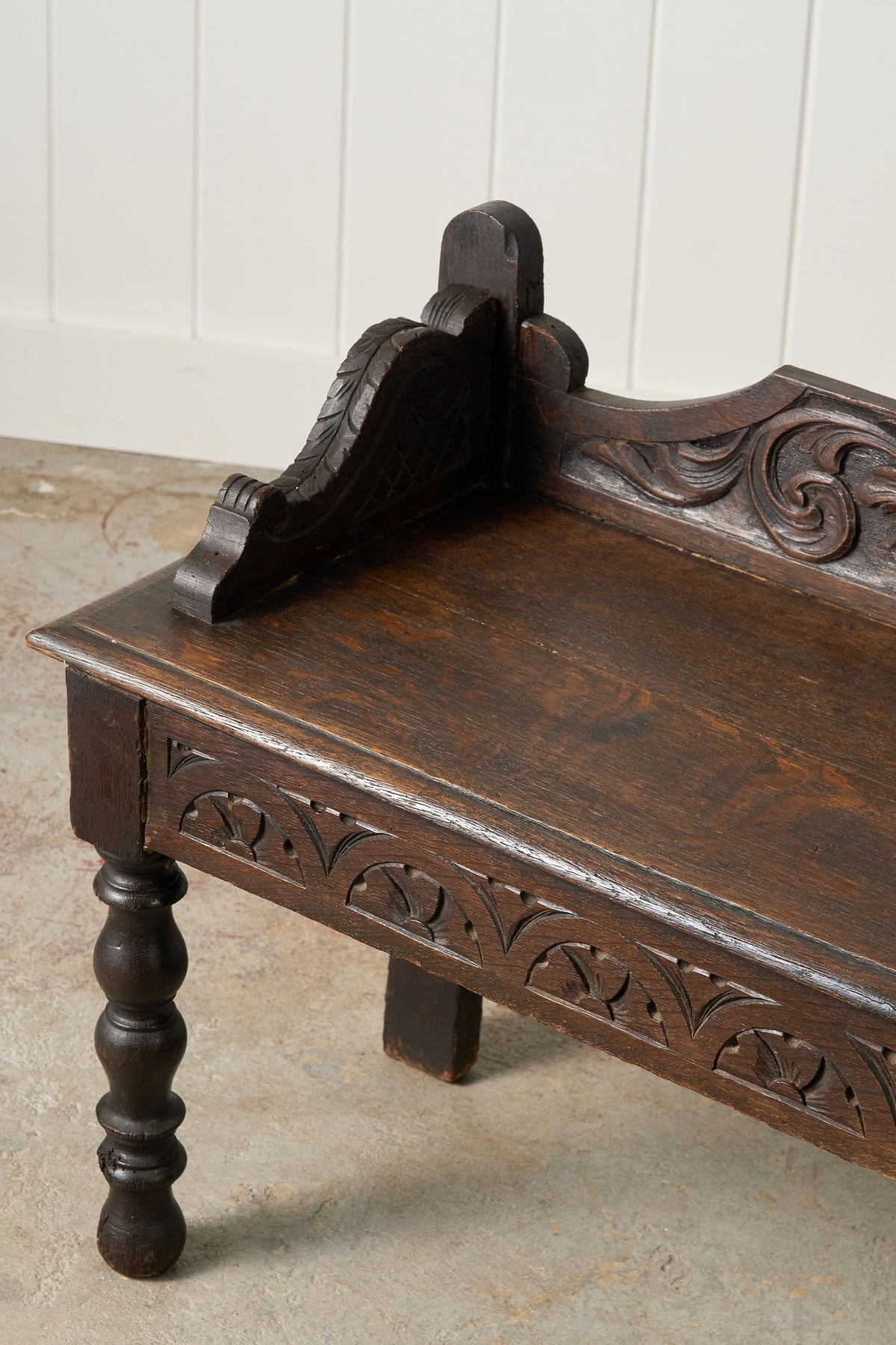 19th Century Victorian Oak Carved Bench