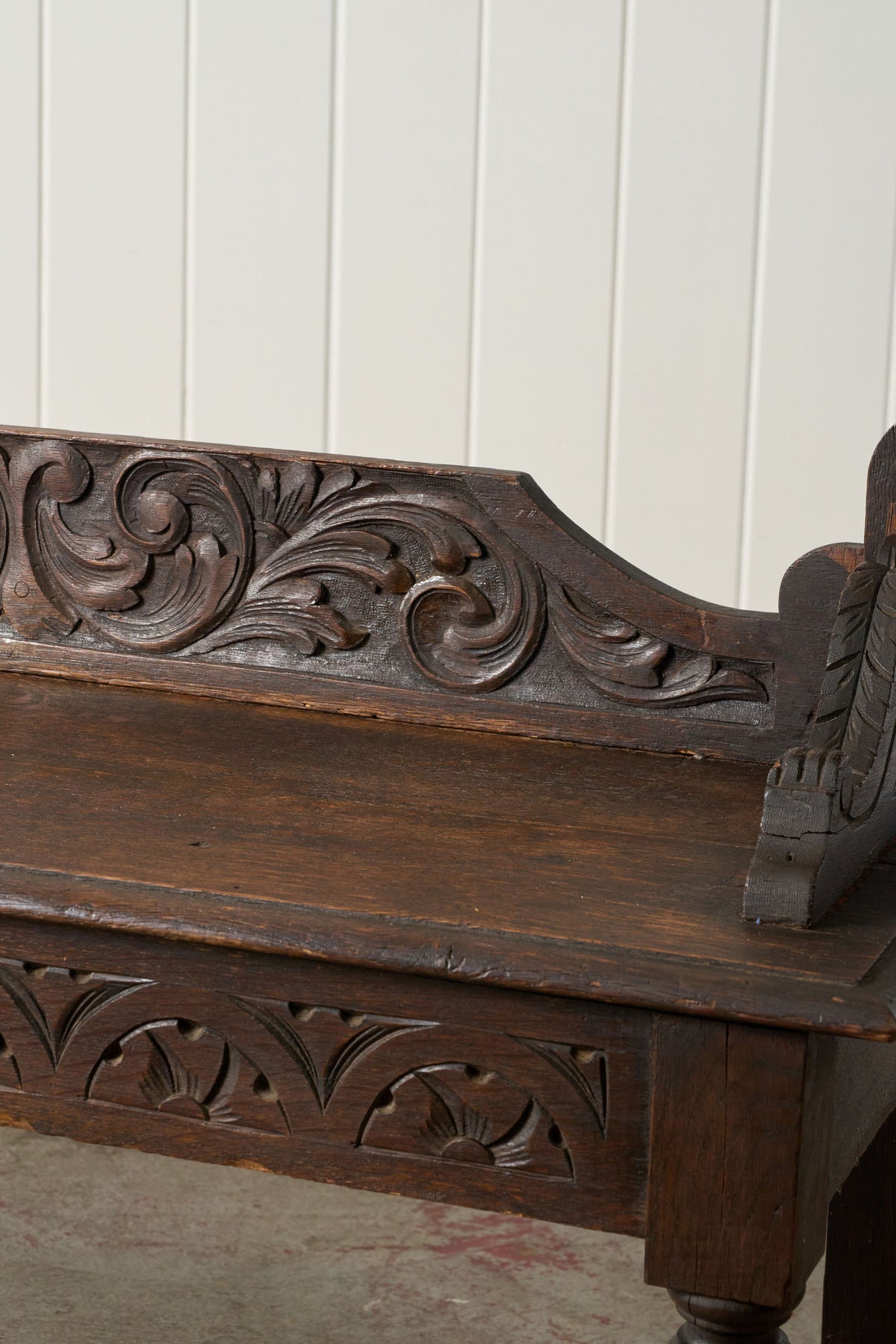 19th Century Victorian Oak Carved Bench