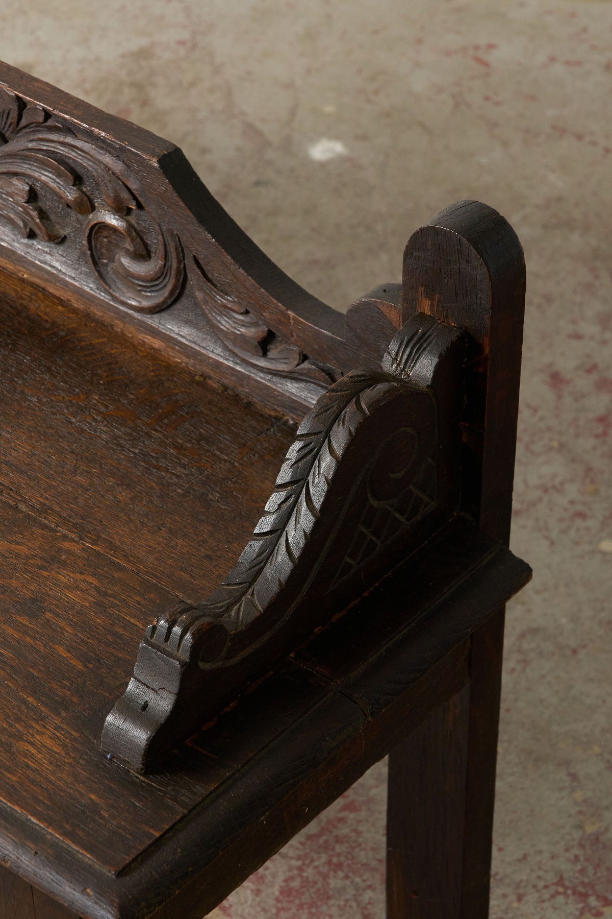 19th Century Victorian Oak Carved Bench