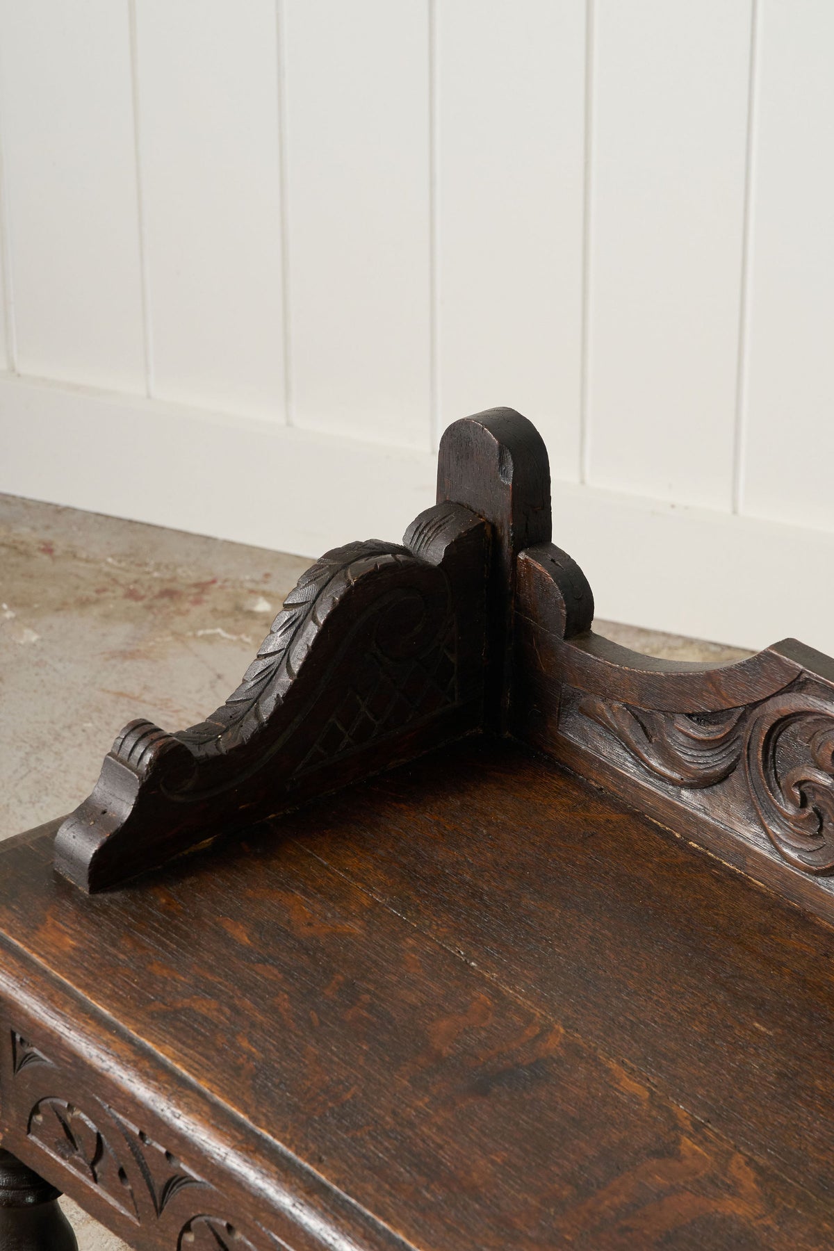 19th Century Victorian Oak Carved Bench
