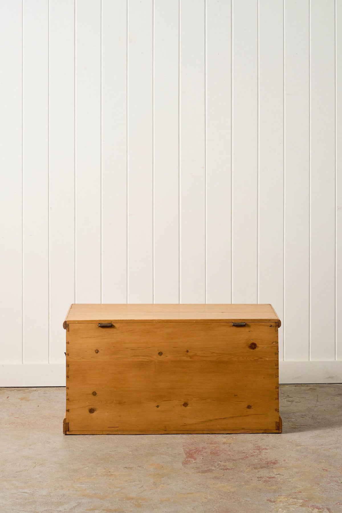 19th Century English Pine Trunk with Exposed Joinery