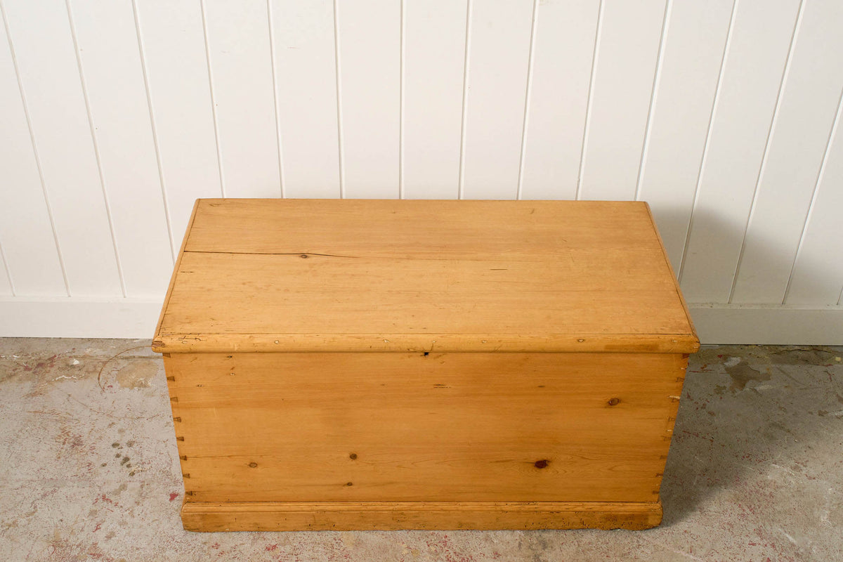 19th Century English Pine Trunk with Exposed Joinery