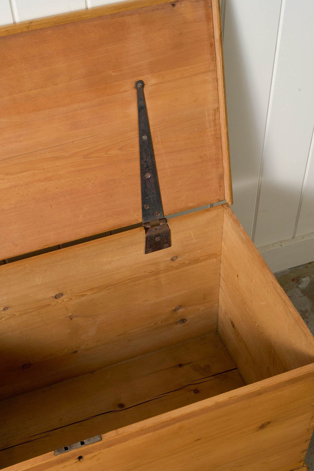 19th Century English Pine Trunk with Exposed Joinery