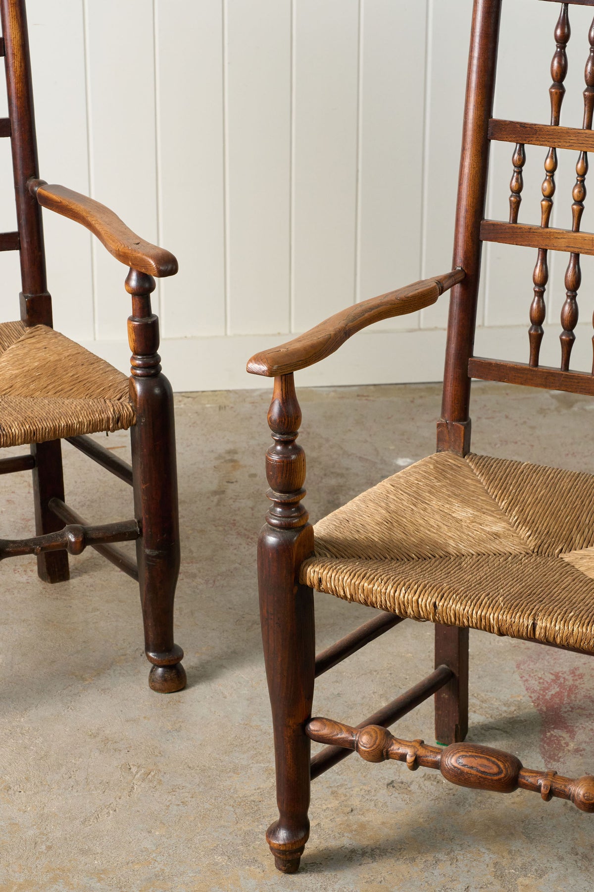 PAIR of 18th Century Lancaster Spindle Back Armchairs