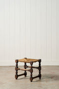 Load image into Gallery viewer, Antique English Oak Stool with Woven Seat (c. 1920)
