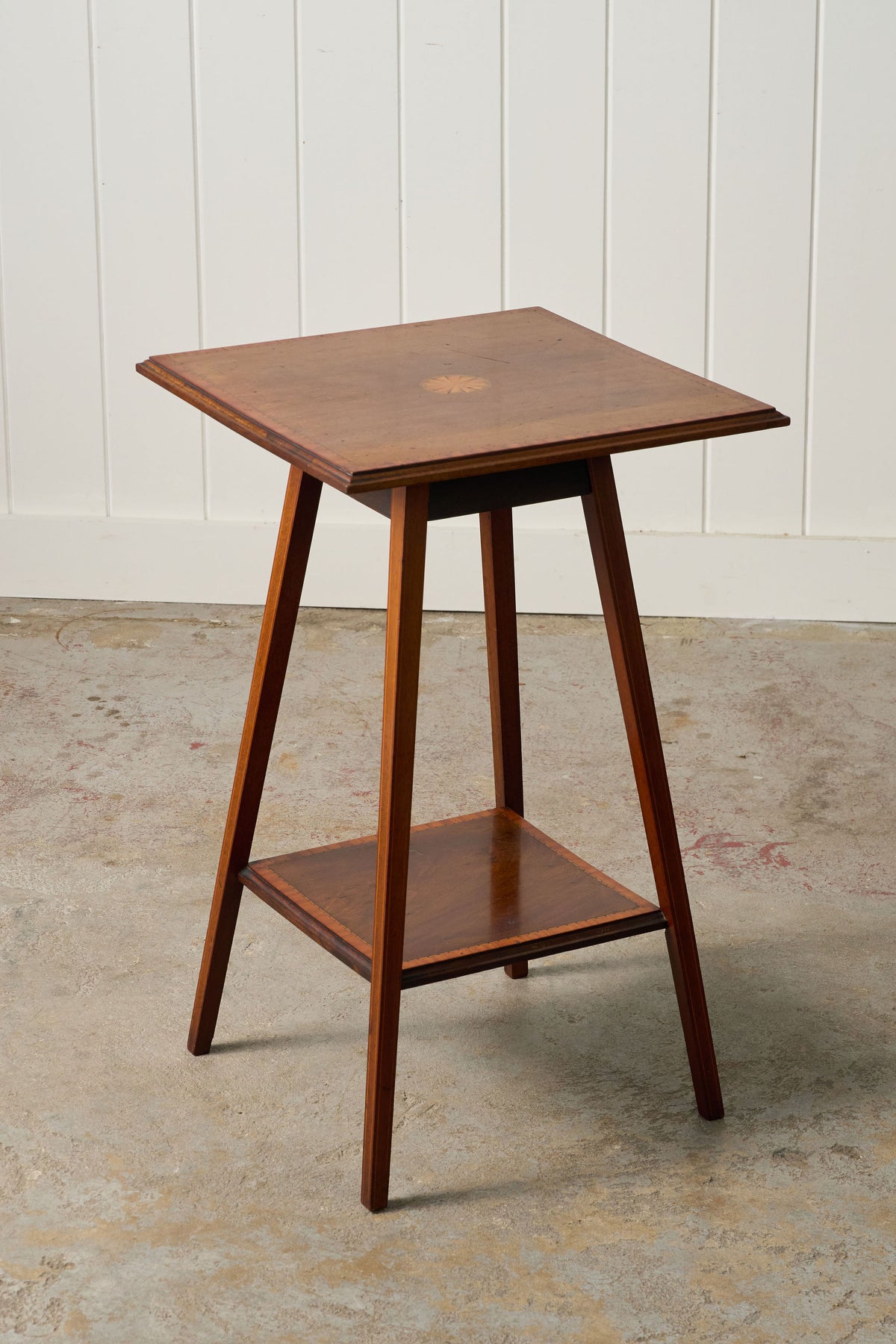 Edwardian Floral Inlaid Side Table with Crossbanded Edge (c. 1900)