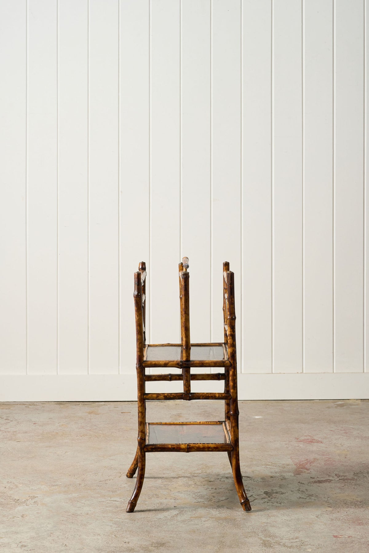 19th Century English Burnt Bamboo Canterbury with Original Lacquer