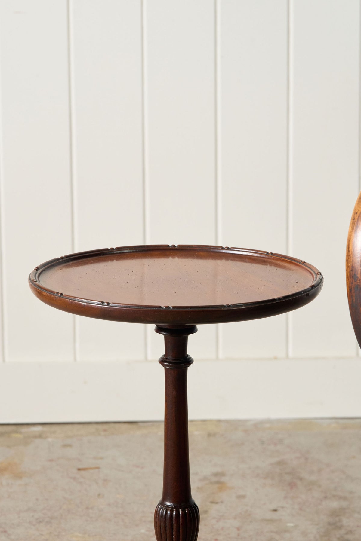 Vintage English Mahogany Wine Table with Line + Dot Rim (c. 1930s)