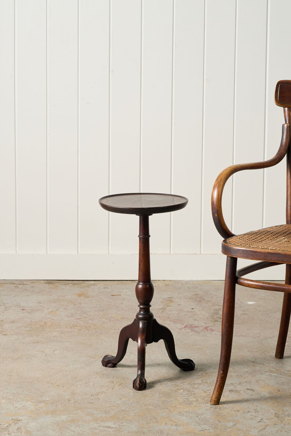 Petite Antique English Mahogany Wine Table with Claw Feet