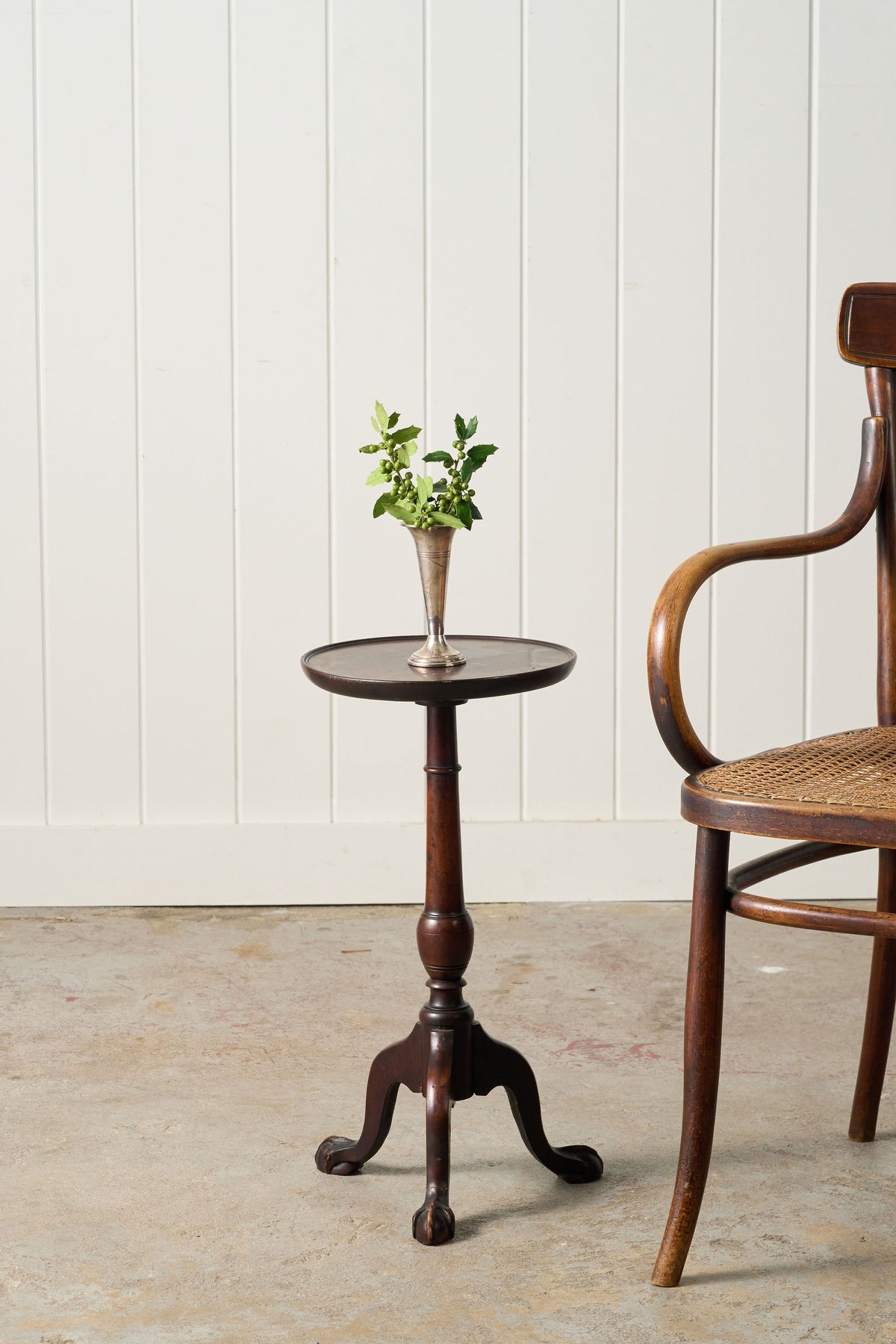 Petite Antique English Mahogany Wine Table with Claw Feet