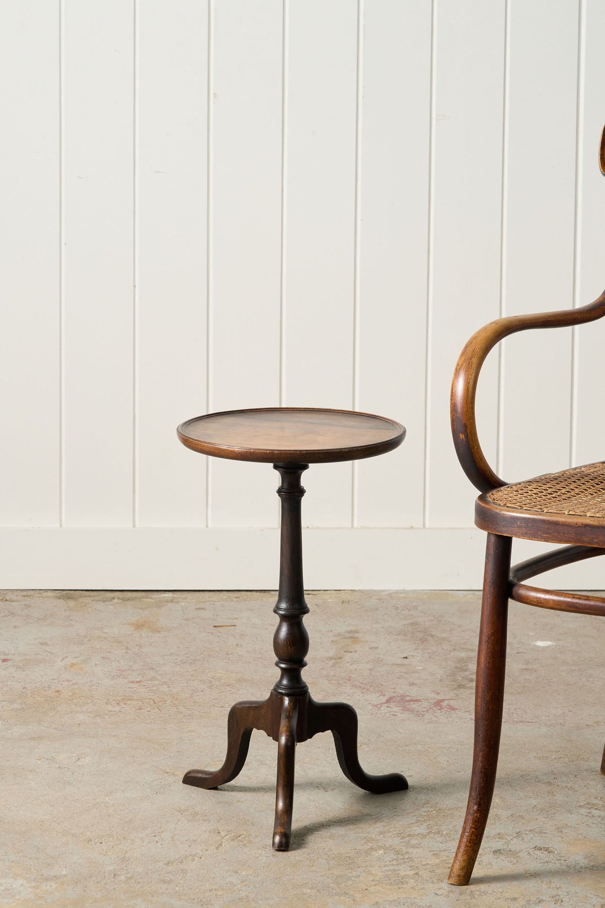 Antique English Mahogany With Oak Base Wine Table on Tripod Base