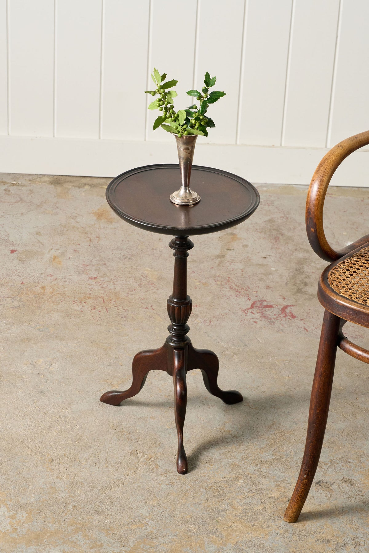 Vintage English Mahogany Wine Table with Beveled Lip Edge (c. 1930)
