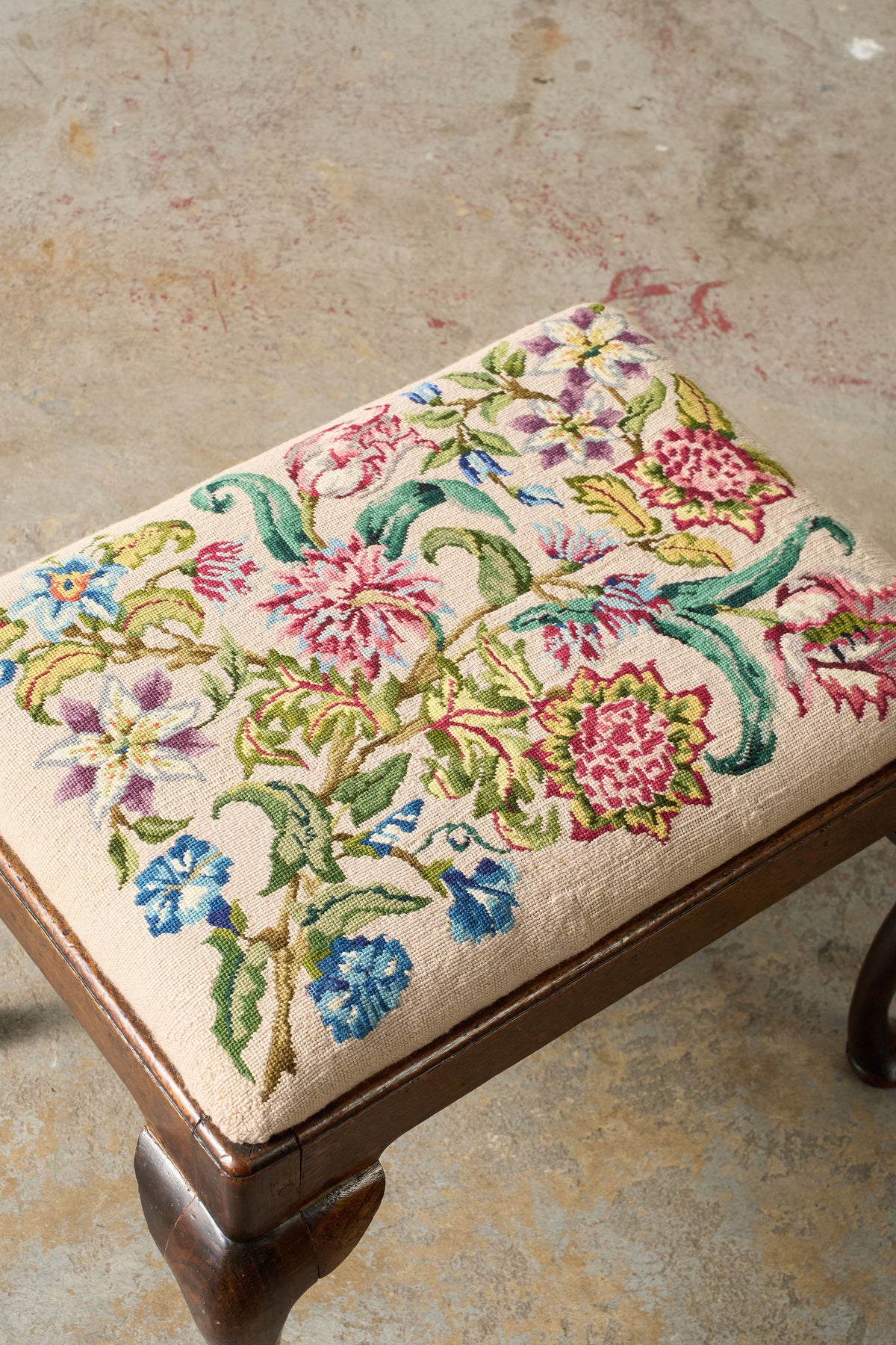 Georgian Stool with Floral Needlework