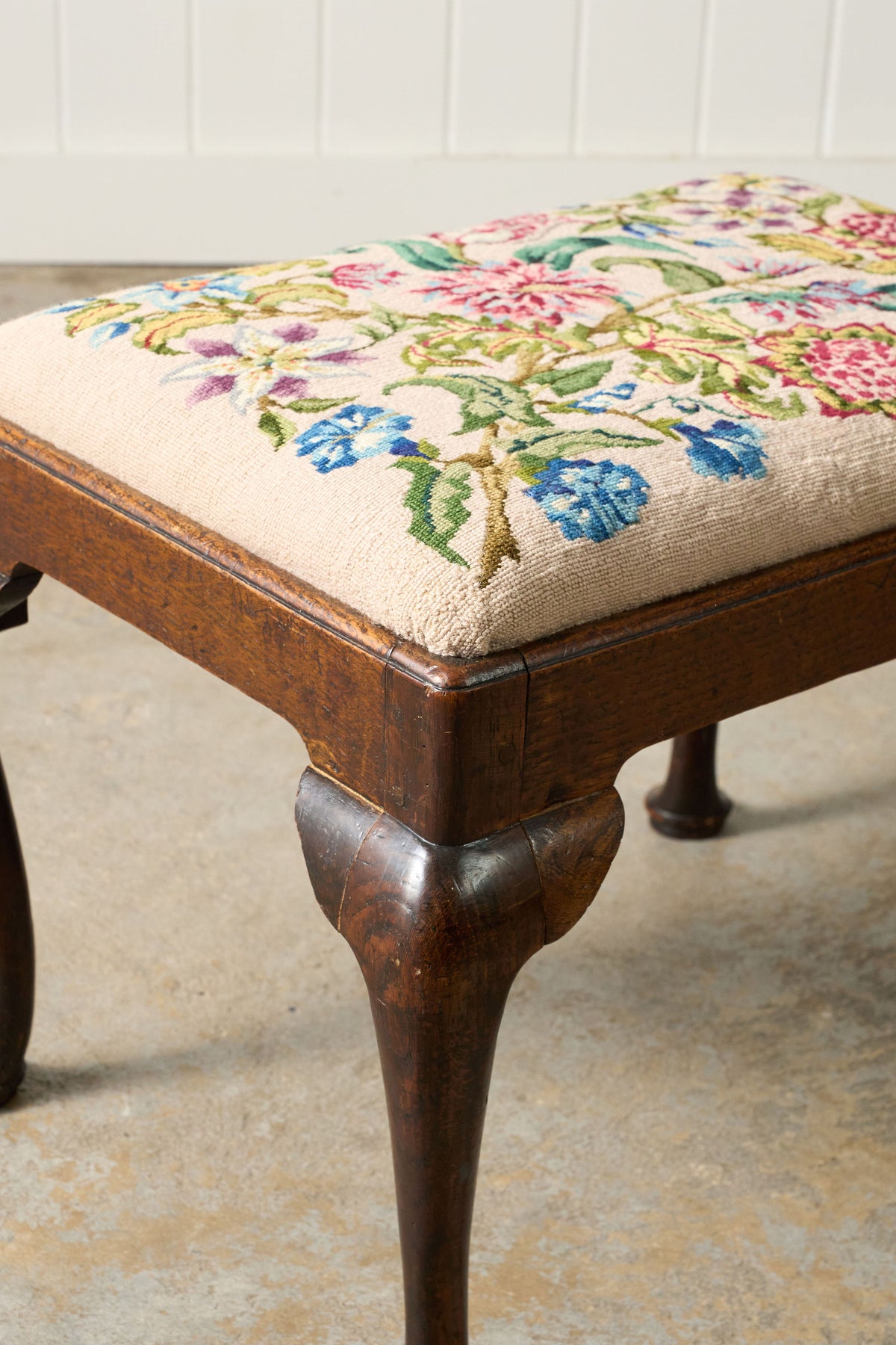 Georgian Stool with Floral Needlework
