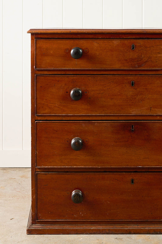 Victorian Mahogany Four Drawer Chest Of Drawers With Wooden Knobs