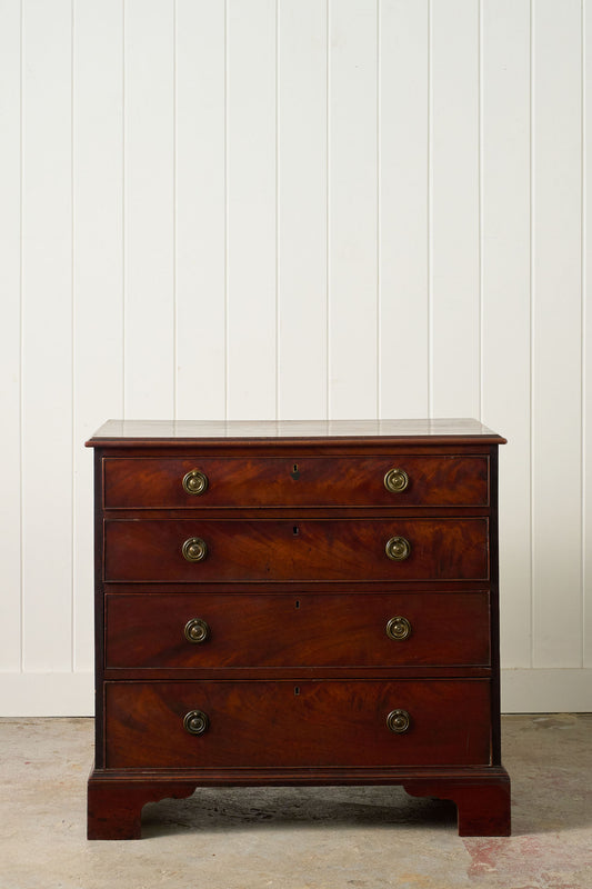 19th Century English Mahogany 4-Drawer Chest with Ring Pulls (c. 1820)