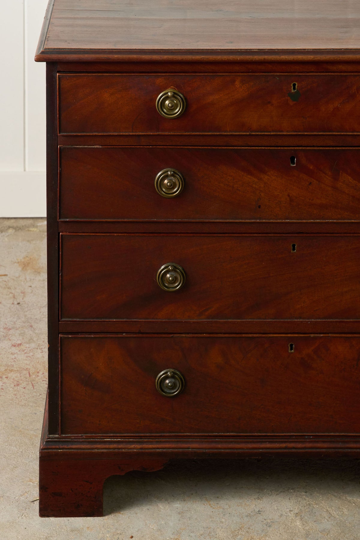 19th Century English Mahogany 4-Drawer Chest with Ring Pulls (c. 1820)