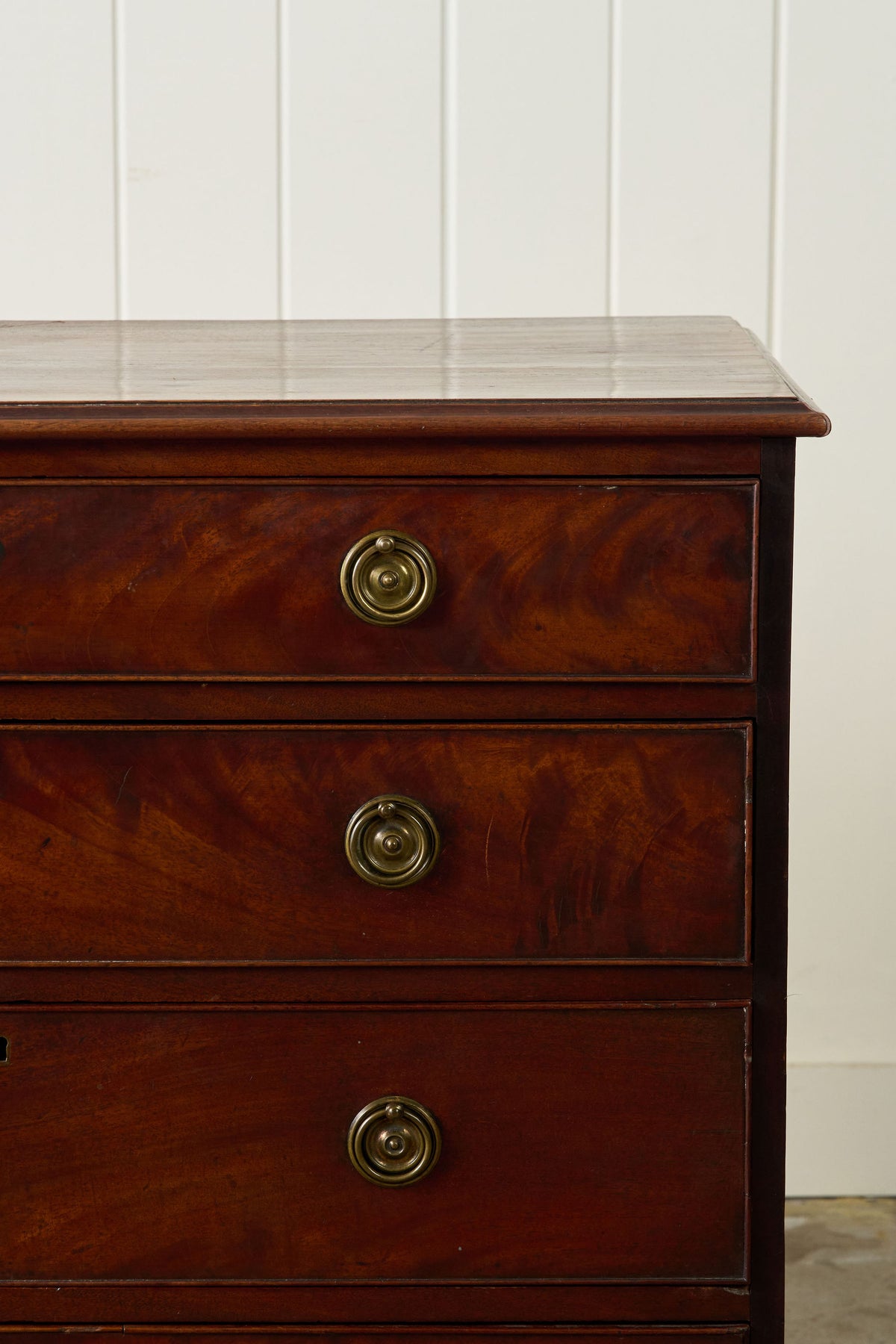19th Century English Mahogany 4-Drawer Chest with Ring Pulls (c. 1820)